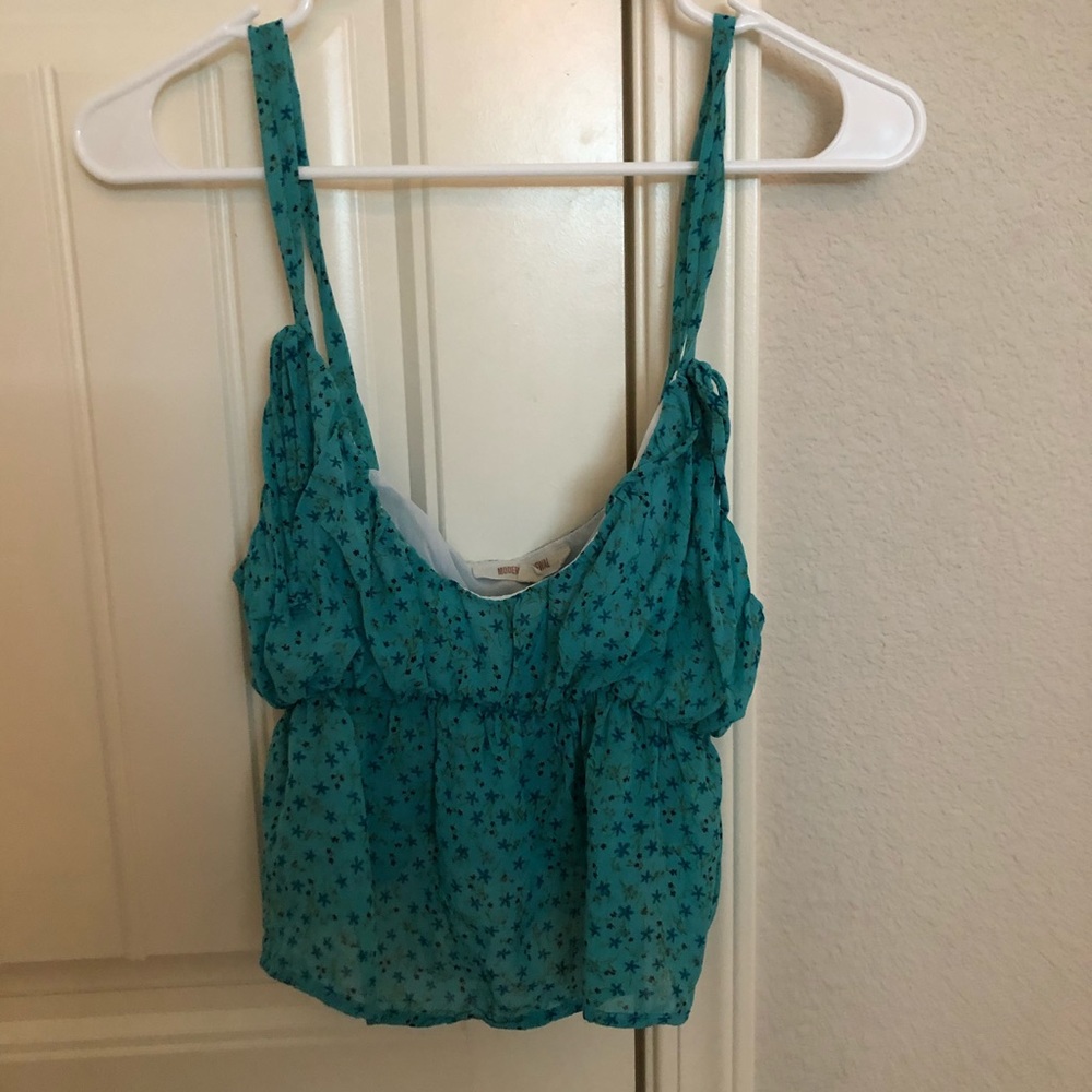 Cute PacSun teal flower tank top